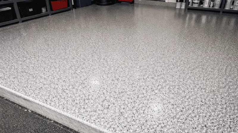 Garage floor after coating with smooth glossy finish