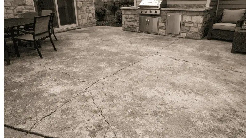 Worn concrete surface before resurfacing
