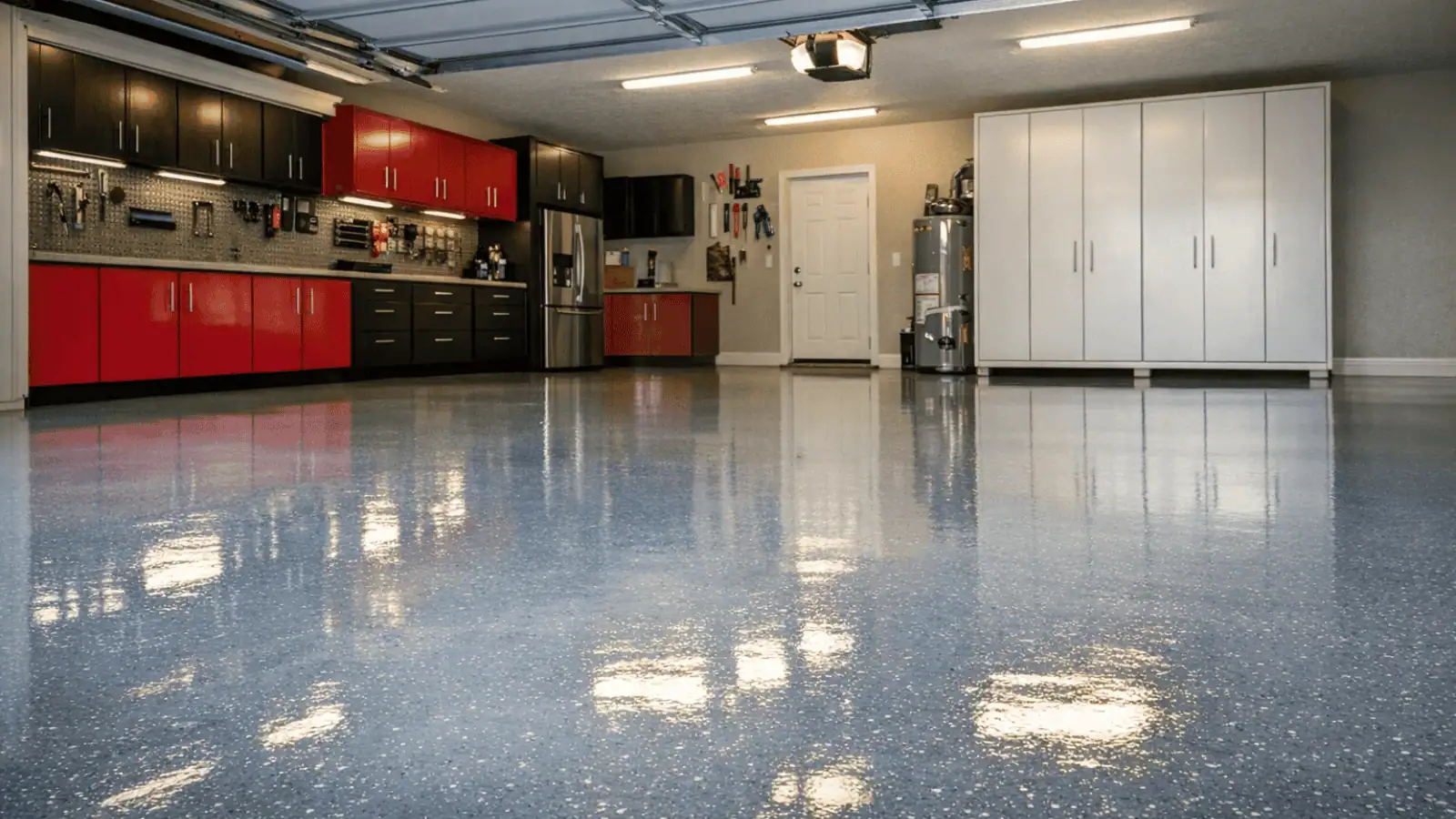 Garage floor coating project in Knoxville, Tennessee with clean glossy finish