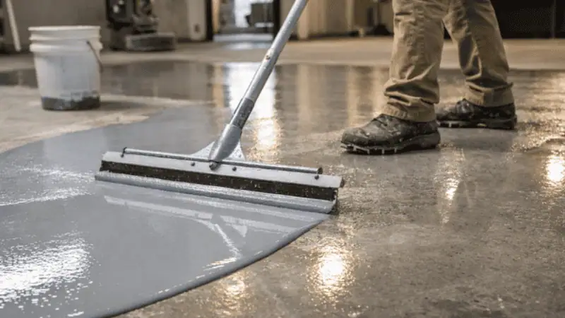Concrete resurfacing material being applied