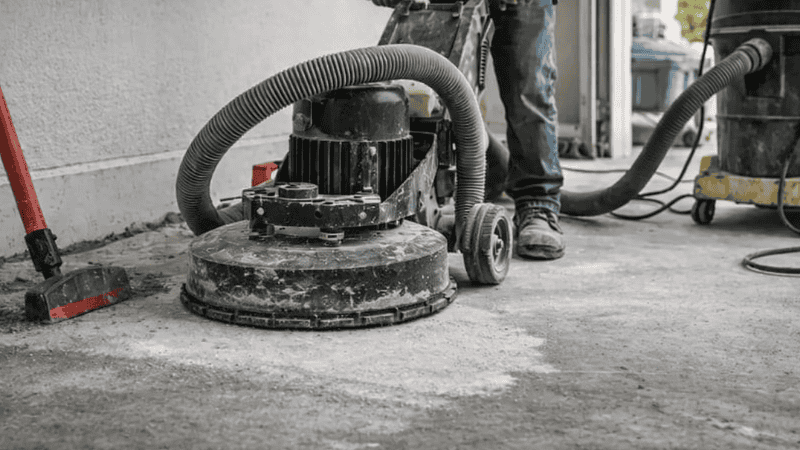 Concrete surface preparation before floor coating application