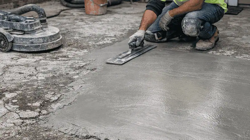 Concrete resurfacing service on worn concrete surface