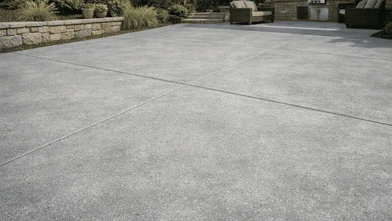 Refinished concrete surface after resurfacing application